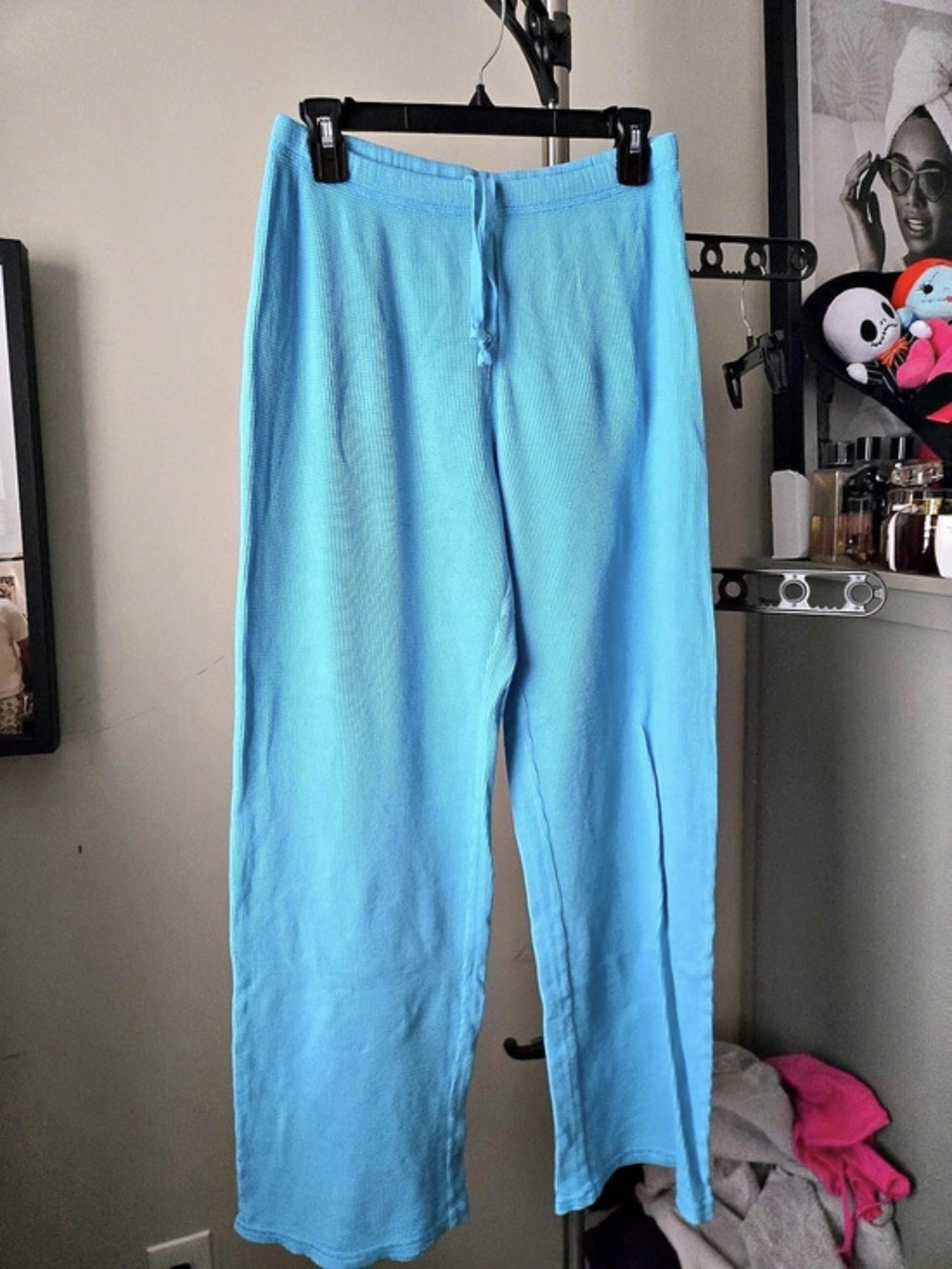 SKIMS Waffle Straight Leg Pant Cotton Blue XS
